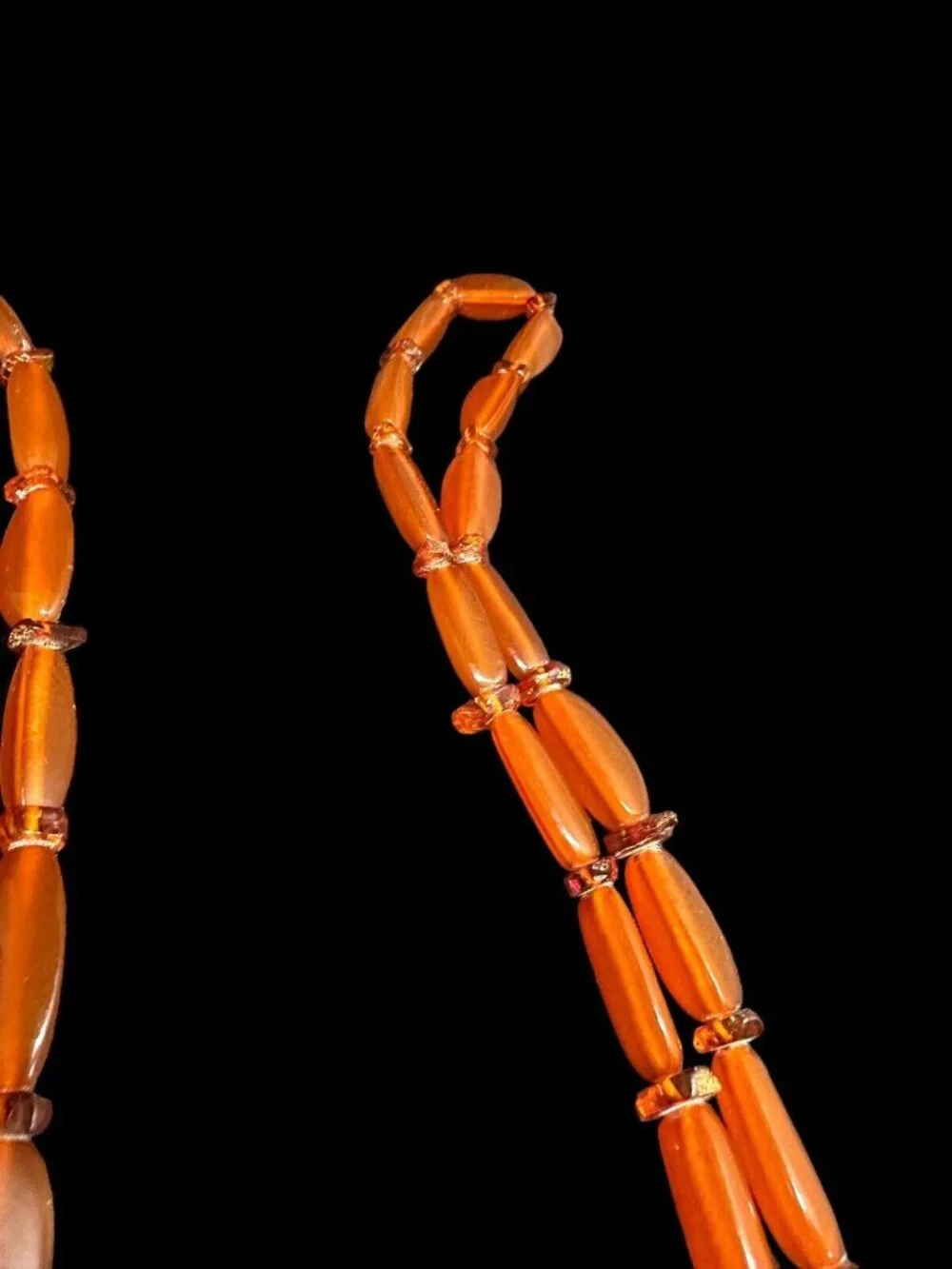 Vintage Art Deco Baltic Amber Carnelian Agate Beaded Long Necklace 50 in
